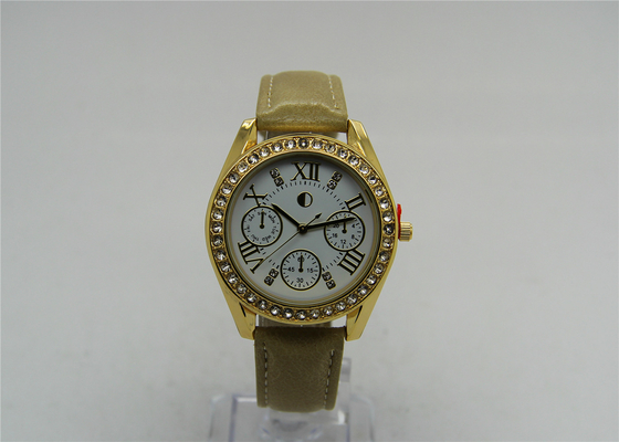 세륨 SR626SW 23K 금 숙녀 손목 시계는 가짜 3 눈 다이얼을 가진 합금을 아연으로 입힙니다
